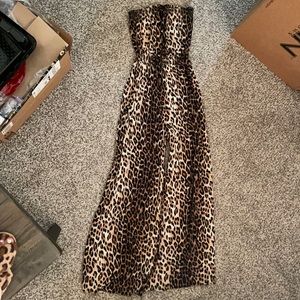 Cheetah tube top wide pant legs romper